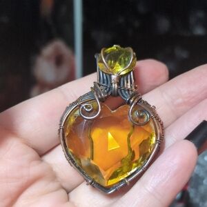 Heart-Shaped Yellow Citrine Gemstone Pendant
